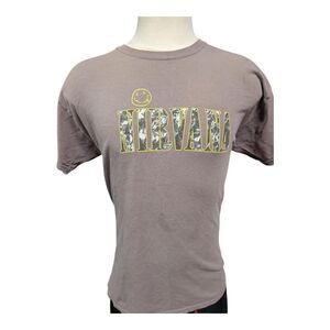 Vintage Nirvana Smiley Face Band Tee 1997 Licensed Men’s Large Brown Distressed